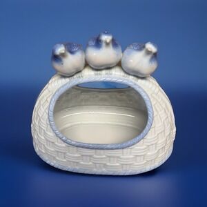 Ardalt Lenwile Bluebird Napkin Holder Taiwan Hand Painted Basketweave 70s VTG RE